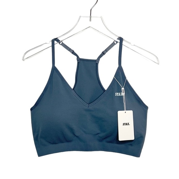 NEW STAX Blue V Racerback Adjustable Strap Women’s  Sports Bra Sz 2X - Picture 1 of 8